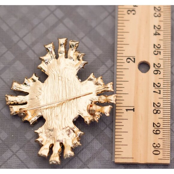 Vintage Elegant Cross Pearls & Rhinestones Brooch G28 - Picture 2 of 2